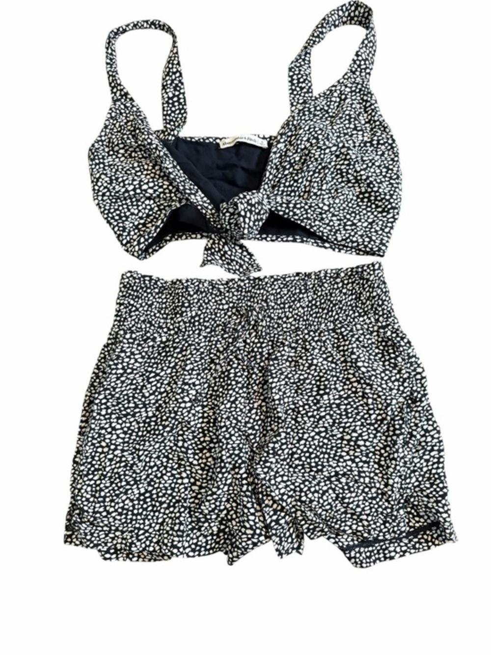 Abercrombie & Fitch Matching Tie Front Crop Top & Shorts Set Size Small Preppy